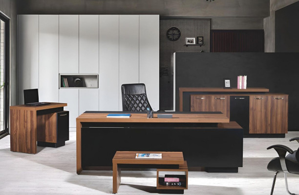 Office desk Office furniture Complete Office Desk Set 4-piece Wood Black