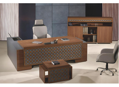 Complete e Office furniture Corner Office table Office Office desk Set 3-piece Wood Brown