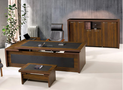 Corner Office table Complete e Office Office desk Set 3-piece Wood Brown Office furniture