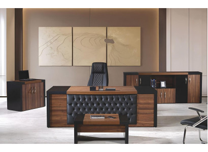 Office desk Office furniture Complete Office Desk Set 4-piece Wood Brown Office