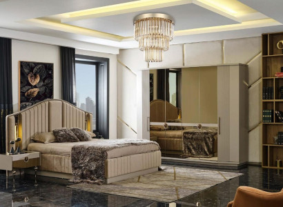 Bedroom Luxury Furniture Set Bed 2x Bedside tables Wardrobe Wardrobe