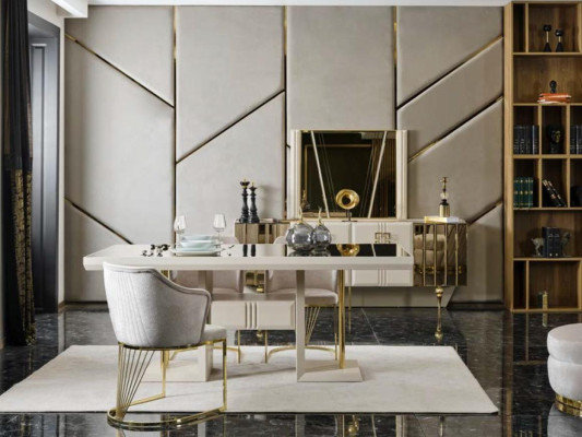 Dining room Table Designer Luxury Furniture stainless steel Tables White Living room