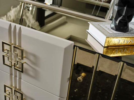 Chest of drawers with Mirror stainless steel Luxury Italian Style 2-piece Set Furniture new