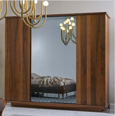 Double bed Complete e Bedroom Bed Set 4-piece bed frame brown 180