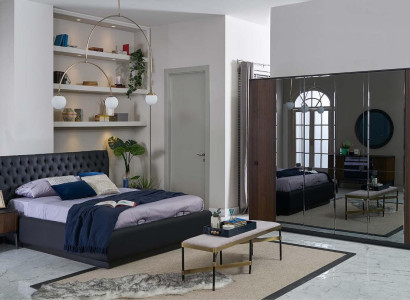 Bed Suite Double bed Bedroom Set 4-piece bed frame Black new