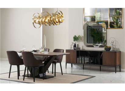 Dining corner Dining set Dining room furniture Set Dining room 9-piece Wood Brown Table