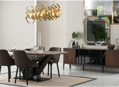 Dining corner Dining set Dining room furniture Set Dining room 9-piece Wood Brown Table