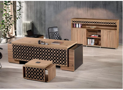 Luxury corner office table Complete e Office desk set 3 pieces Wood Brown Office furniture