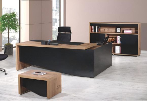 Office furniture Complete Office Corner Office table Office Office desk 3-piece Wood Black