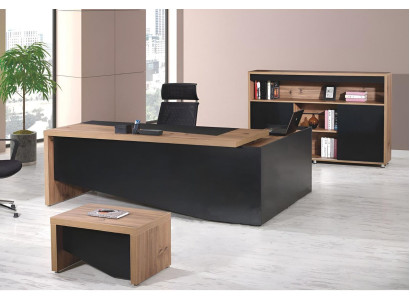 Office furniture Complete Office Corner Office table Office Office desk 3-piece Wood Black
