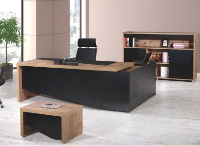 Office furniture Complete Office Corner Office table Office Office desk 3-piece Wood Black