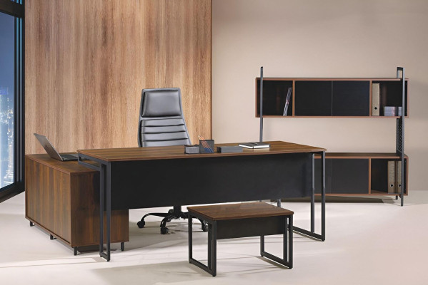 Office furniture Complete Office Corner Office table Office Office desk 3-piece Wood Brown