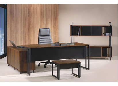 Office furniture Complete Office Corner Office table Office Office desk 3-piece Wood Brown
