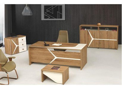Complete Office Desk Office Office Desk Set 4 Pieces Wood Brown Modern