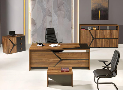 Study room furniture Desk Complete e 4pcs Wood Brown Office furniture
