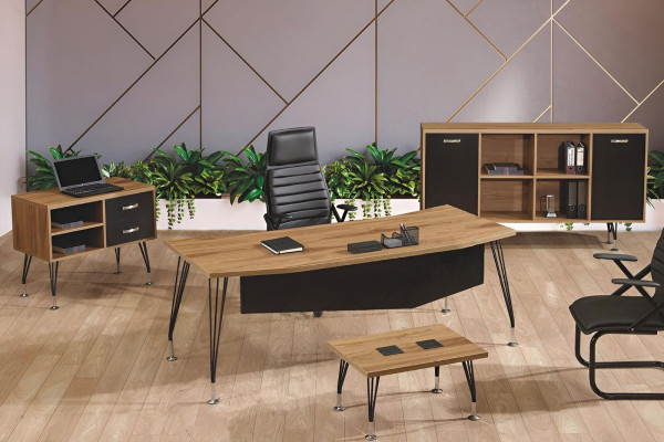 Office desk Office furniture Complete Office Desk Set 4-piece Wood Black