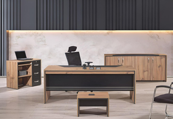 Table Office Furniture Study room furniture Desk Set 4pcs Wood Black