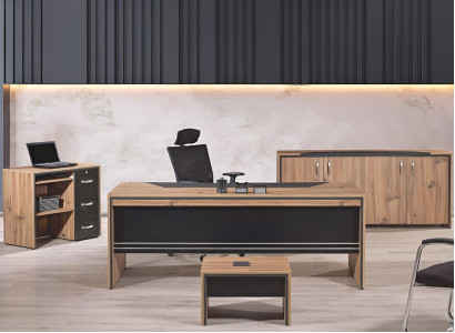 Table Office Furniture Study room furniture Desk Set 4pcs Wood Black