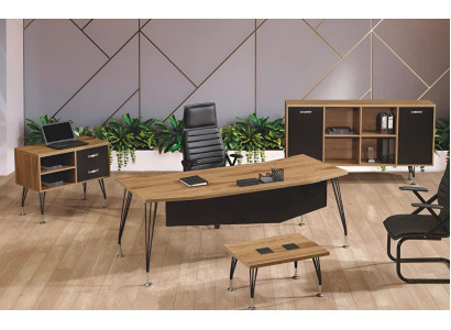 Complete Office Office desk Office furniture Desk Set 4-piece Wood Black