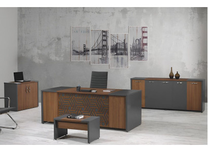 Complete Office Office desk Office furniture Desk Set 4-piece Wood Brown Office