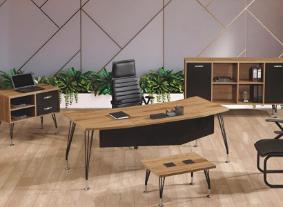 Luxury Furniture Office Study room furniture Desk Set 4pcs Wood Black