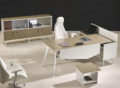 Modern corner office table Study room furniture White Office 3-piece Wood Set Group