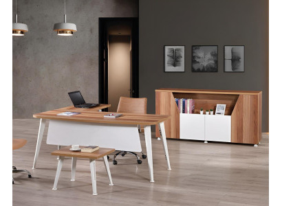 Study room furniture Complete Office Corner Office table Set 3-piece Wood White Table