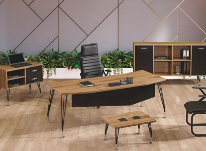Office furniture Complete Office Desk Office Office desk 4-piece Wood Black