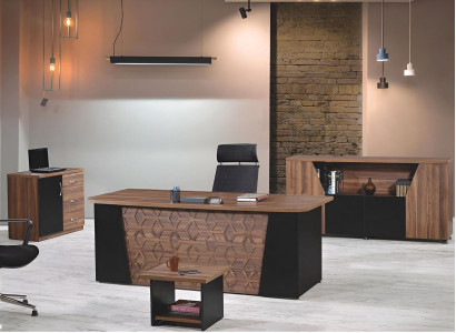 Suite Office Desk Office desk set 4 pieces Wood Office furniture Brown