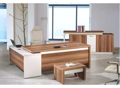 Complete e Study room furniture Corner Office table 3-piece Wood Brown Office furniture