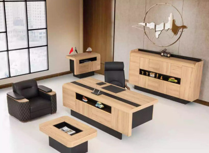 Furniture Office Luxury Office Furnishings Complete Set Table Wardrobe 3pcs