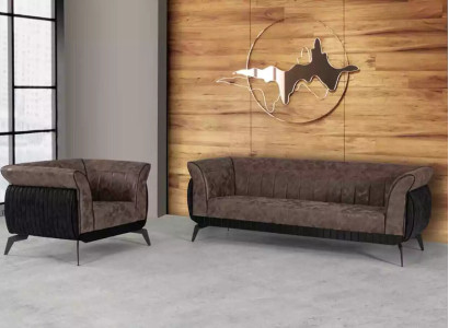 Brown sofa set three-seater armchair study room furniture couch set 2 pieces