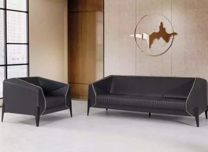 Black Office furniture Sofa set Armchair three seater Complete's Furniture Set