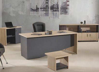 Table Office Furniture Study room furniture Desk Set 4pcs Wood Gray