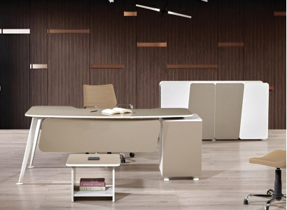 Complete Office Office furniture Desk Office Office desk Set 3-piece Wood Beige
