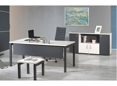 Complete Office Corner Office Table Office Furniture 3-Piece Wood Set Gray Computer Furniture