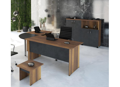 Classic Office furniture set 3-piece corner office table Complete Office Wood Gray Office