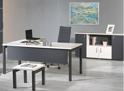 Office furniture gray set 3-piece corner office table Complete Office Wardrobe Wood Group