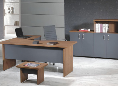 Suite Office Corner Office table Study room furniture Wardrobe 4-piece Wood Grey