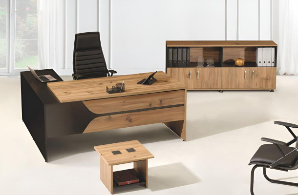 Office furniture Brown Set 3-piece corner office table Complete Office Wardrobe Wood Group