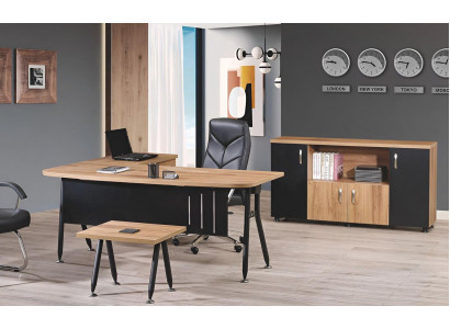 Office Computer Furniture Work Table Office furniture Table 3-piece Wood Set Black