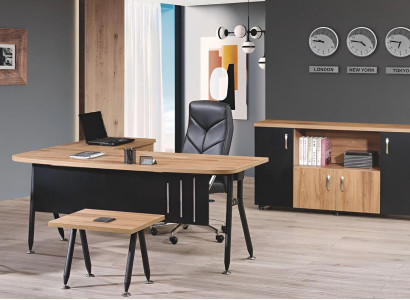 Office Computer Furniture Work Table Office furniture Table 3-piece Wood Set Black