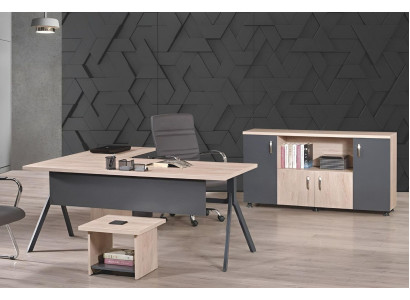 Complete Office Office furniture Corner Office table Office Office desk Set 3-piece Wood Gray