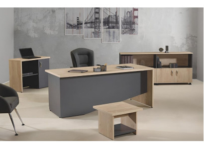 Suite Office furniture Complete Office Desk Set 4pcs Wood Gray Office