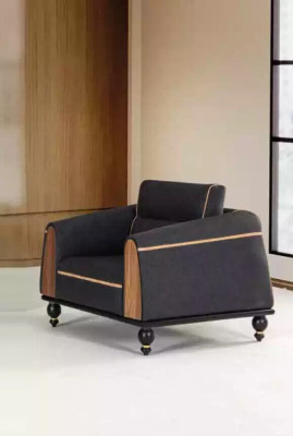 Black Sofa Set Modern Suite Three Seater Armchair Fabric Furniture 2 Pieces