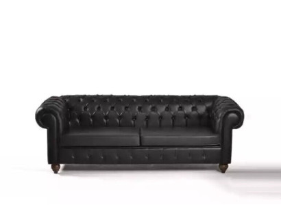 Black Chesterfield Three Seater Office Furnishings Couch Luxury Seater