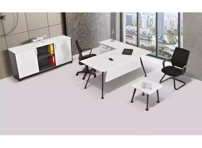 White Corner desk Study room furniture Office cupboard Coffee table Table 3pcs