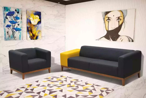 Upholstered furniture Gray Sofa set Three Seater Armchair Set Study room Set 3+1