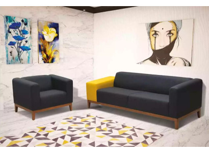 Upholstered furniture Gray Sofa set Three Seater Armchair Set Study room Set 3+1