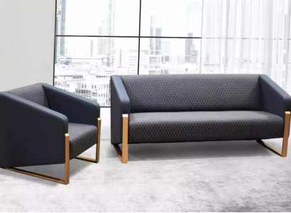 Black Complete e Sofa set Office furniture Textile Seater Three-seater Armchair